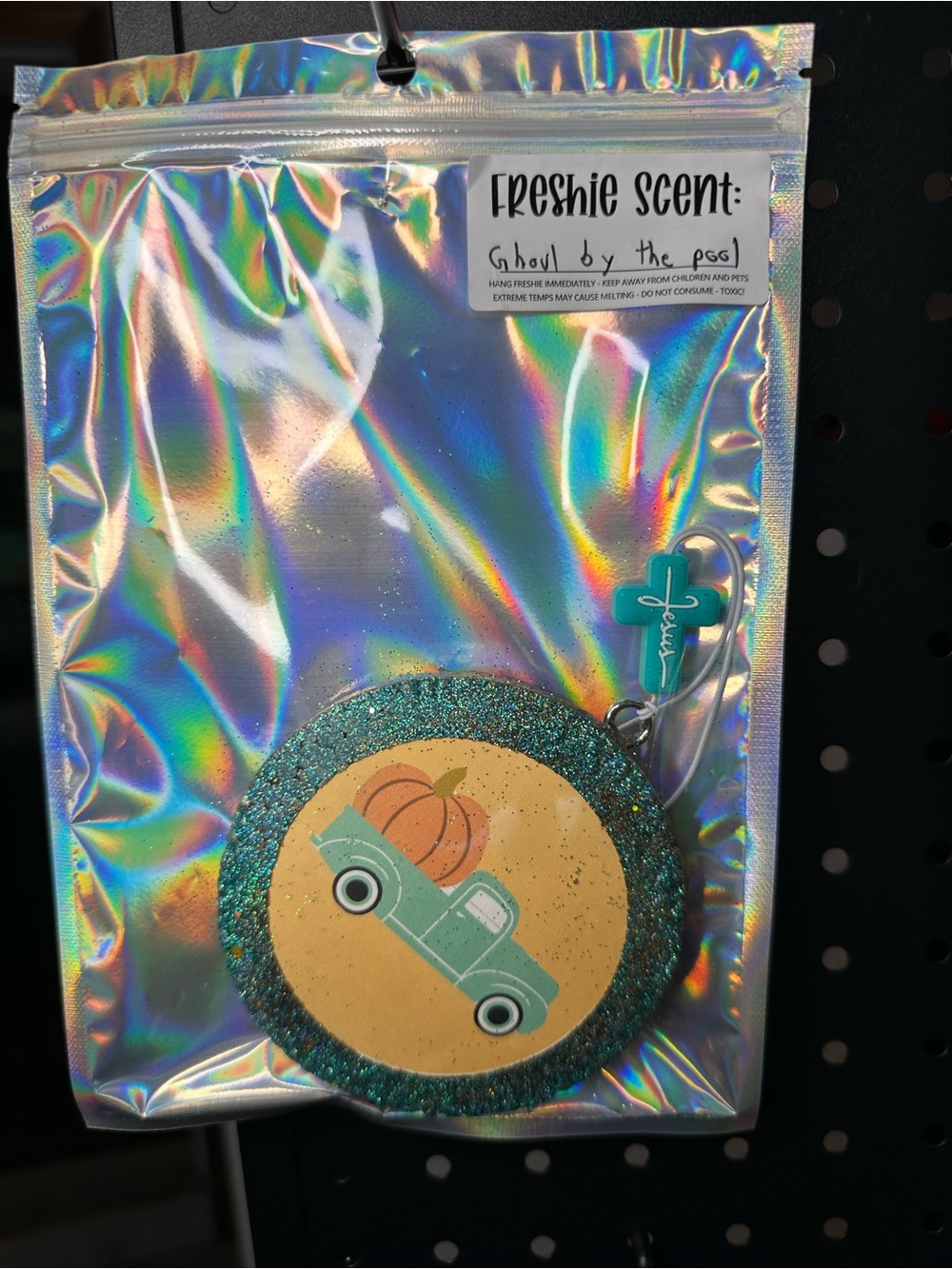 Teal Glitter Pumpkin Truck car freshie